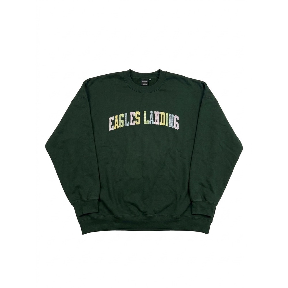 MV Sport Sweatshirt Women 2XL Green Good Eagles Landing Plaid Appliqué Pullover